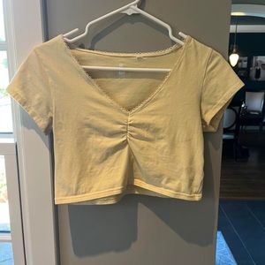 Yellow Pacsun ruched crop top